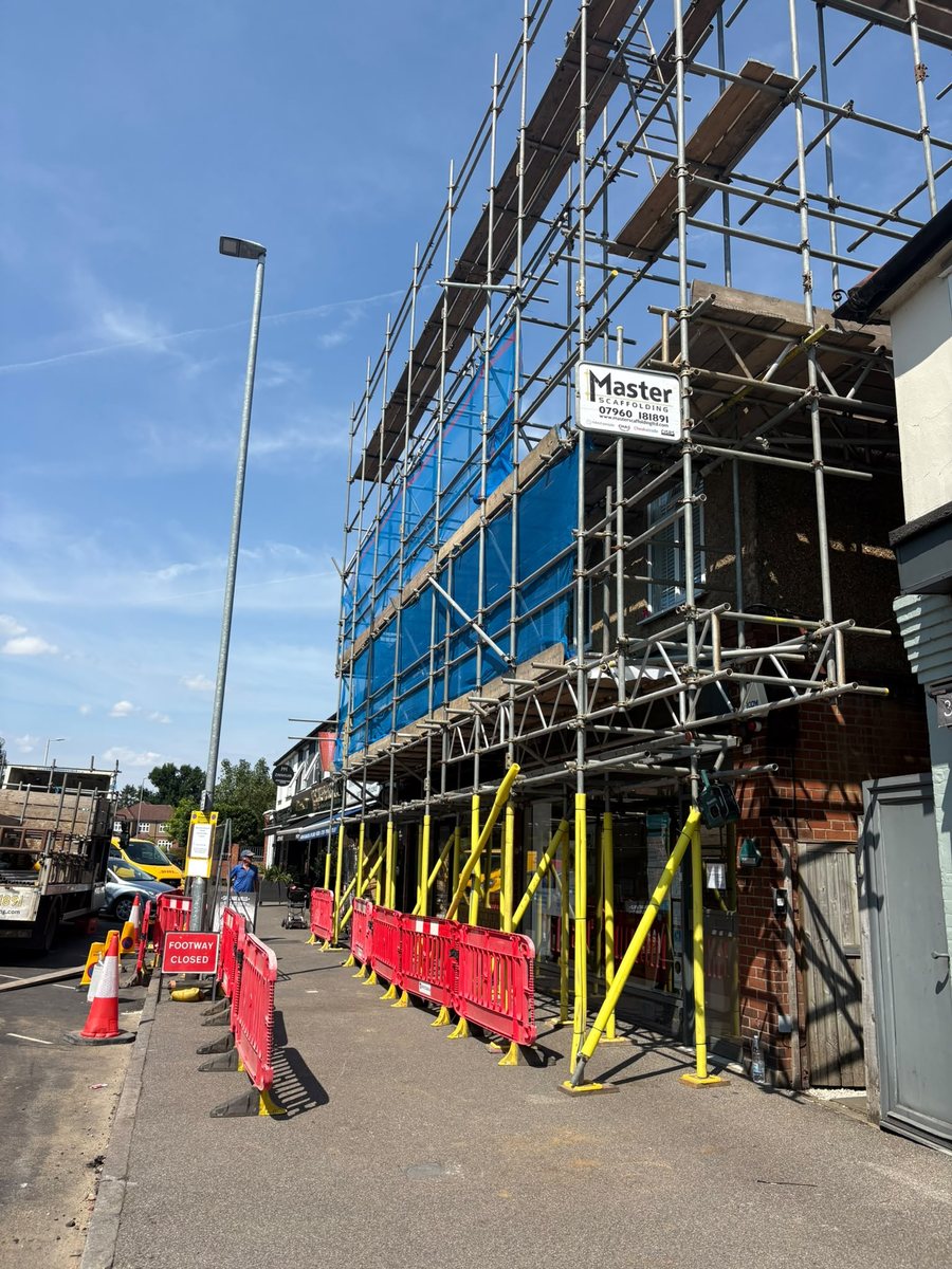 Scaffolding and propping on a high street building